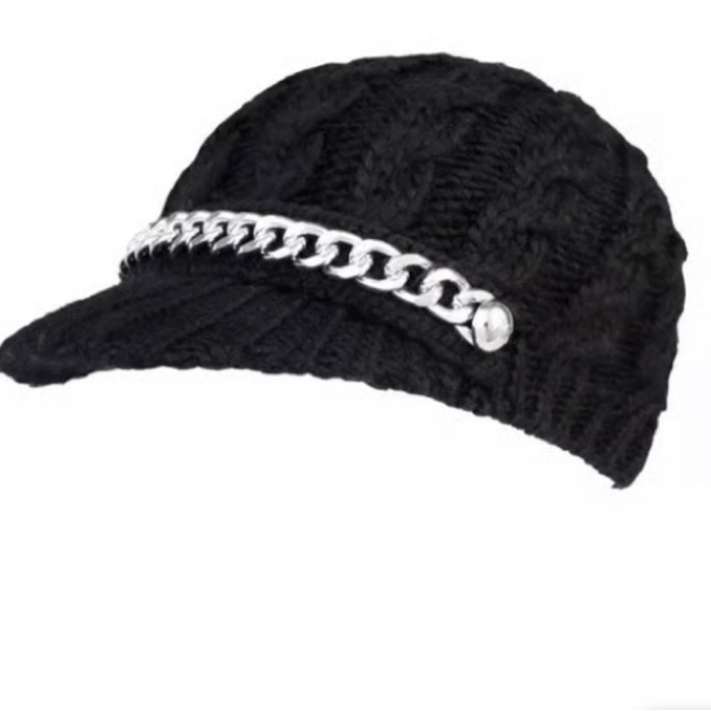 Michael kors knit hat with silver chain